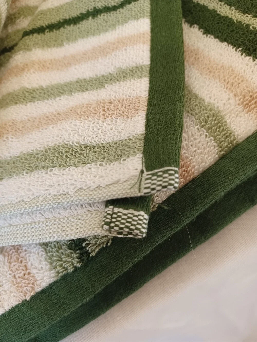 NWT 2 PIECE SET The Big One Bath Towel 100% Cotton Green White Tan Stripes 52x27